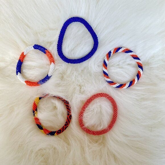 HAND CRAFTED in Nepal Beaded Bracelets (set of 5) PURPOR1 - Picture 3 of 5